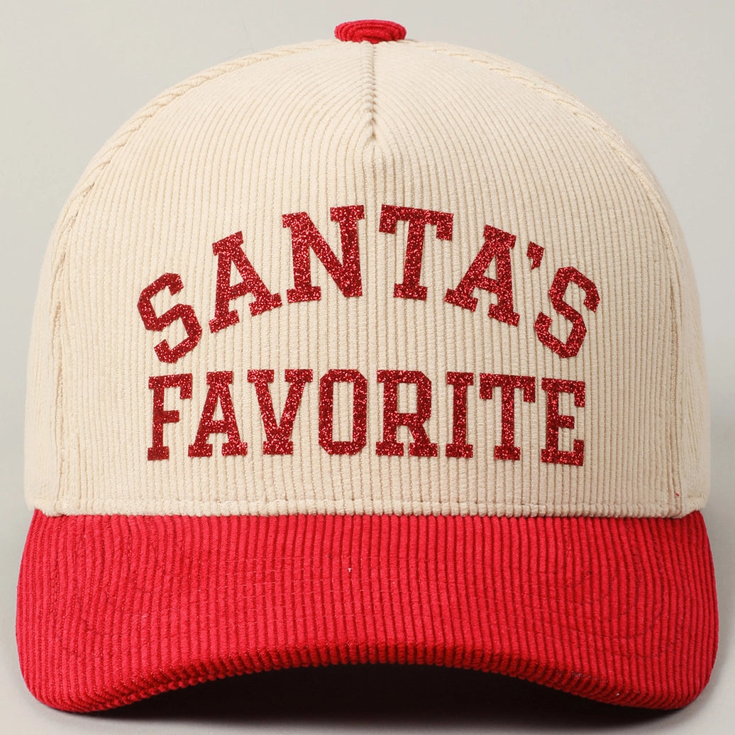 Santa's Favorite Glitter Corduroy Cap