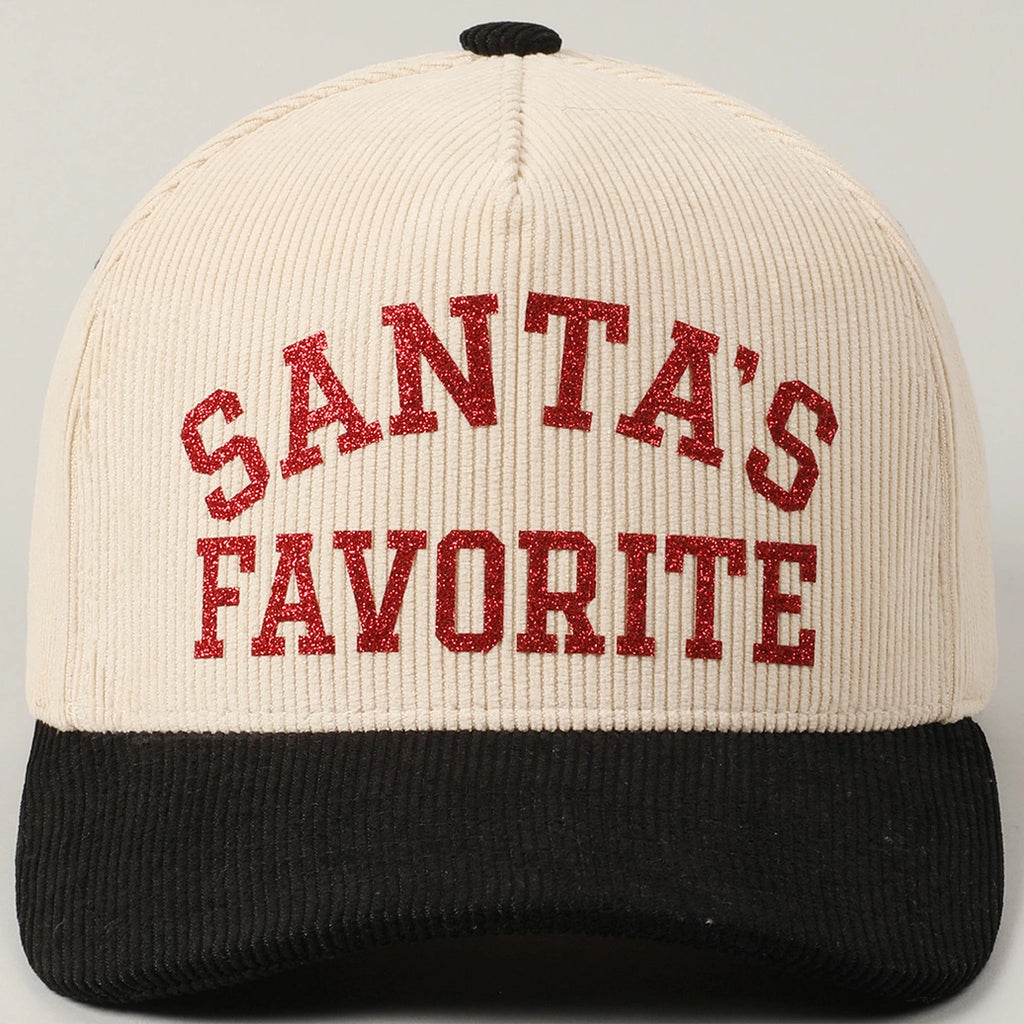 Santa's Favorite Glitter Corduroy Cap
